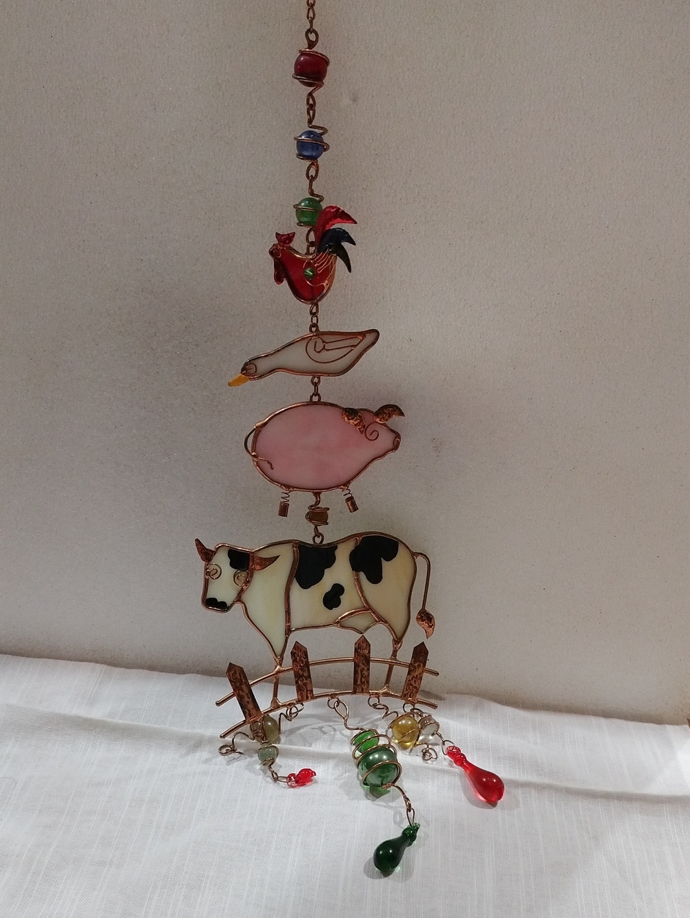 Stain glass decorative hanging mobile collection of country farm